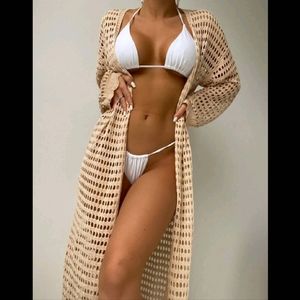 Hollow out kimono coverup